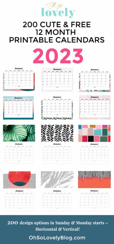 FREE 2023 calendars — 200 beautiful horizontal & vertical options in Sunday & Monday starts. Download and print yours today!