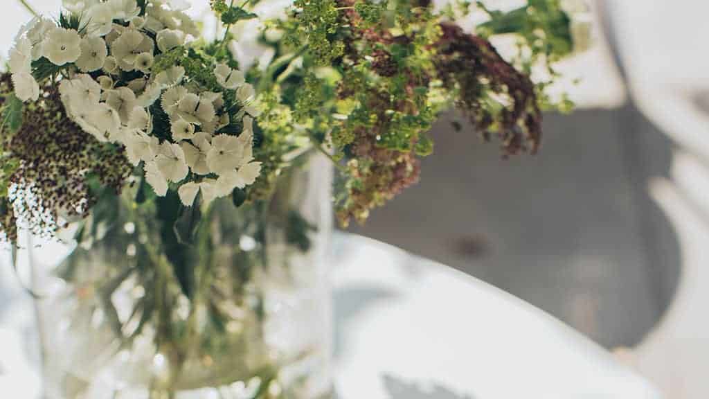 pretty fall flowers in a vase