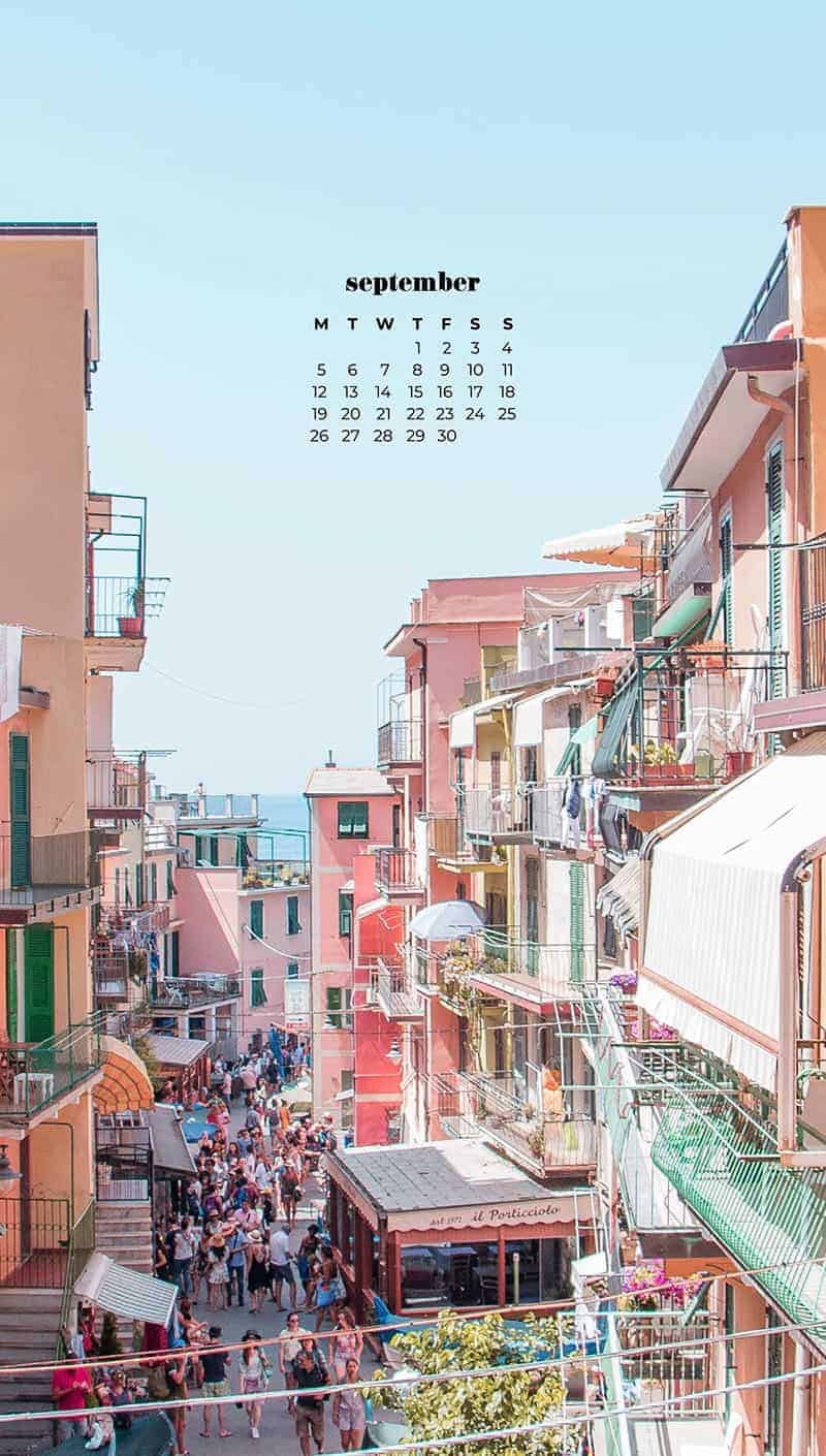 pastel colored buildings italy September wallpapers – FREE calendars in Sunday & Monday starts + no-calendar designs. 55 beautiful options for desktop & smart phones!