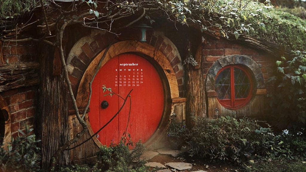 hobbit house with red front door September 2022 wallpapers – FREE calendars in Sunday & Monday starts + no-calendar designs. 55 beautiful options for desktop & smart phones!