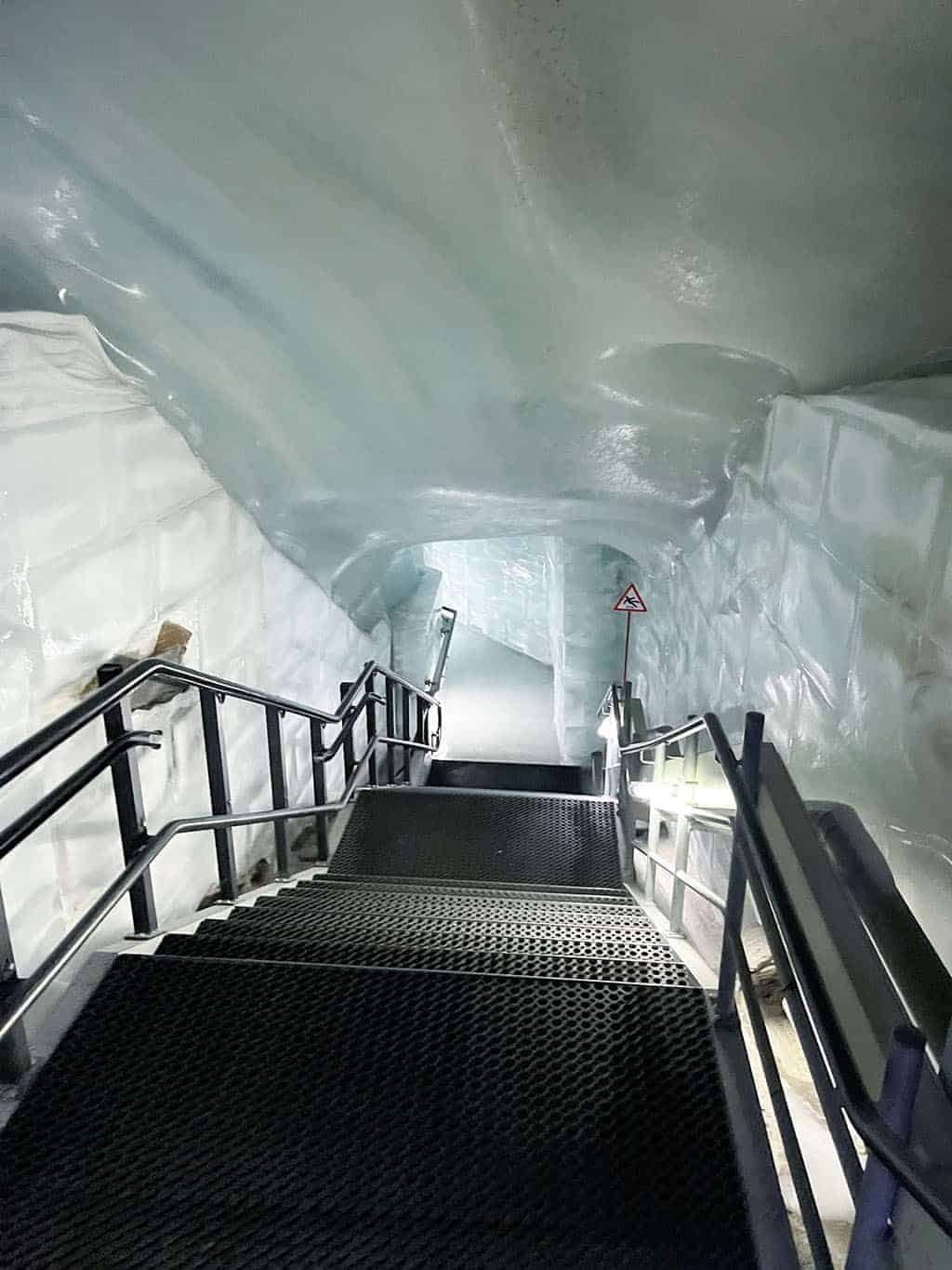 Jungfraujoch Ice Palace stunning ice hallways and floors at Top of Europe