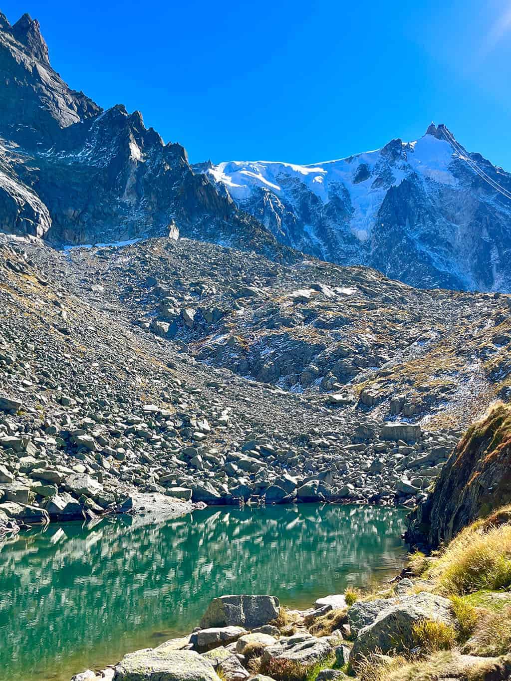 Hike to Le Lac Bleu The Aiguille du Midi, Chamonix France Mont Blanc