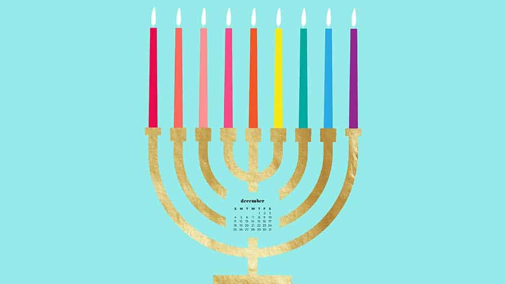 menorah with colorful candles for Hanukkah 