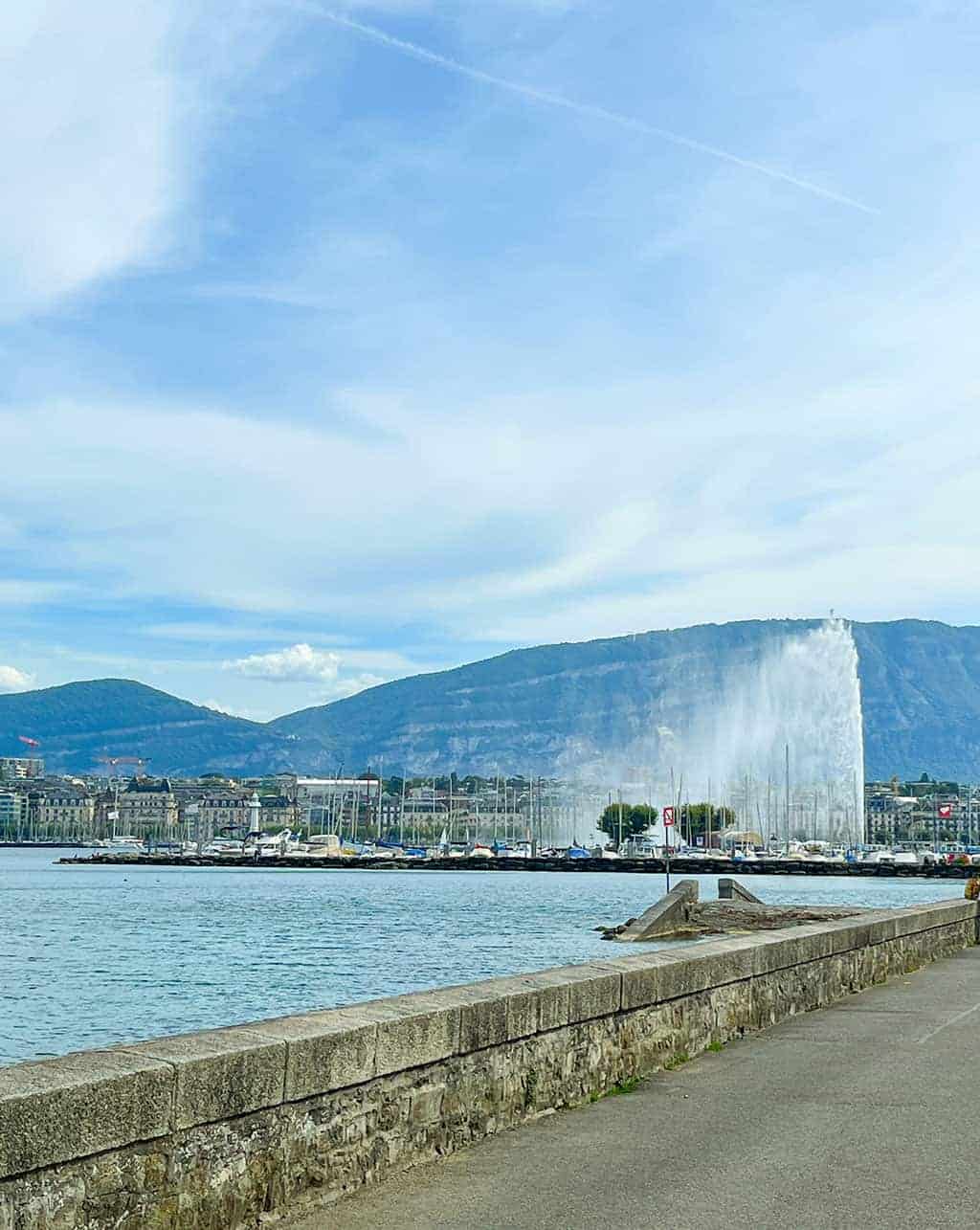 Geneva Marti Marina with view of The Jet d'Eau