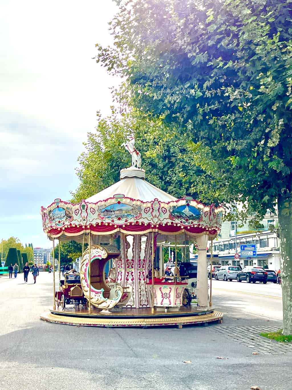 Geneva colorful waterfront carousel
