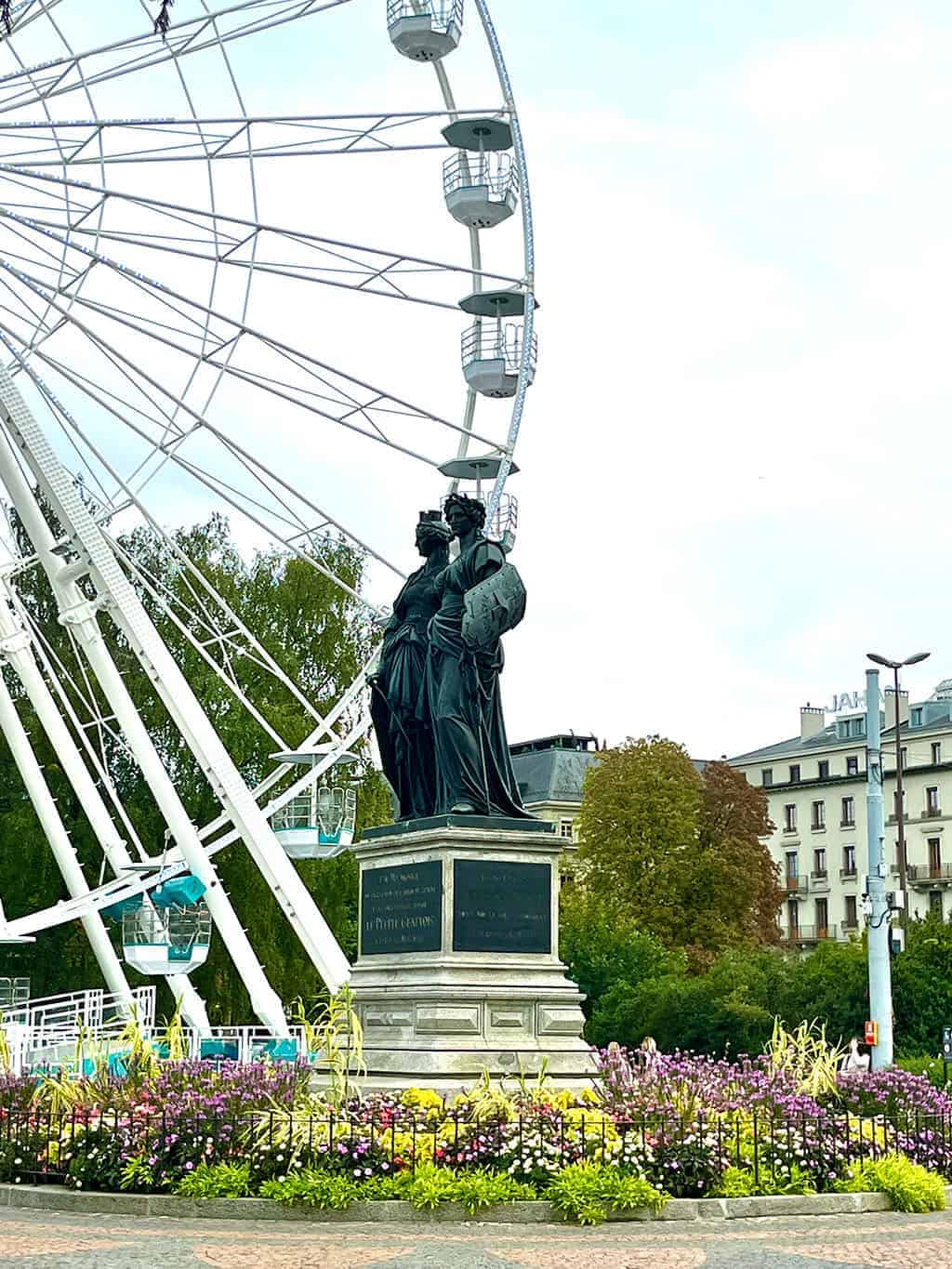 Geneva old town waterfront ferris wheel area