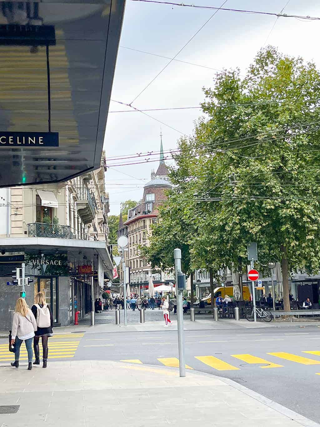 Geneva old town shopping area 