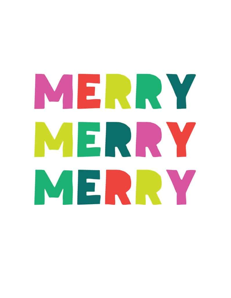 FREE merry holiday art printables - 8 cute and colorful designs to update your wall art for the holidays or gift to a friend!