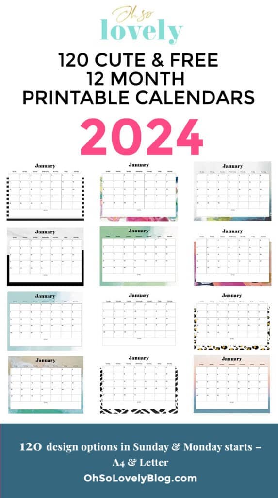 JANUARY 2024 – 60 FREE PHONE &#038; DESKTOP CALENDARS!, Oh So Lovely Blog