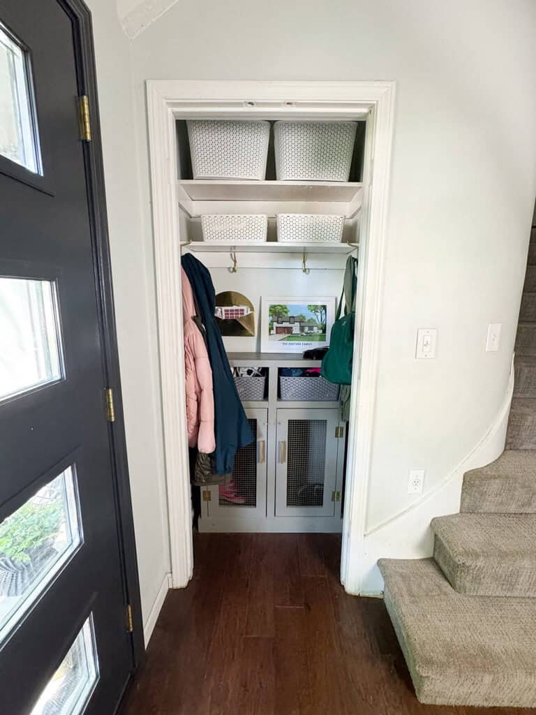 DIY Mini Mudroom Closet Makeover, Oh So Lovely Blog