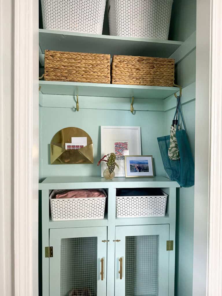 DIY Mini Mudroom Closet Makeover, Oh So Lovely Blog