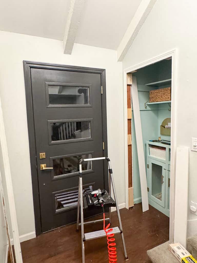 DIY Mini Mudroom Closet Makeover, Oh So Lovely Blog