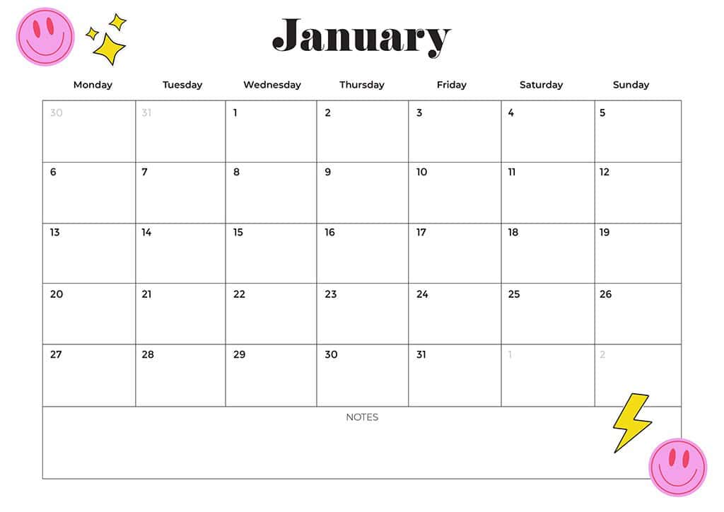 Free 2025 Calendars — 80 Printable Options — Sunday &amp; Monday Starts, Oh So Lovely Blog