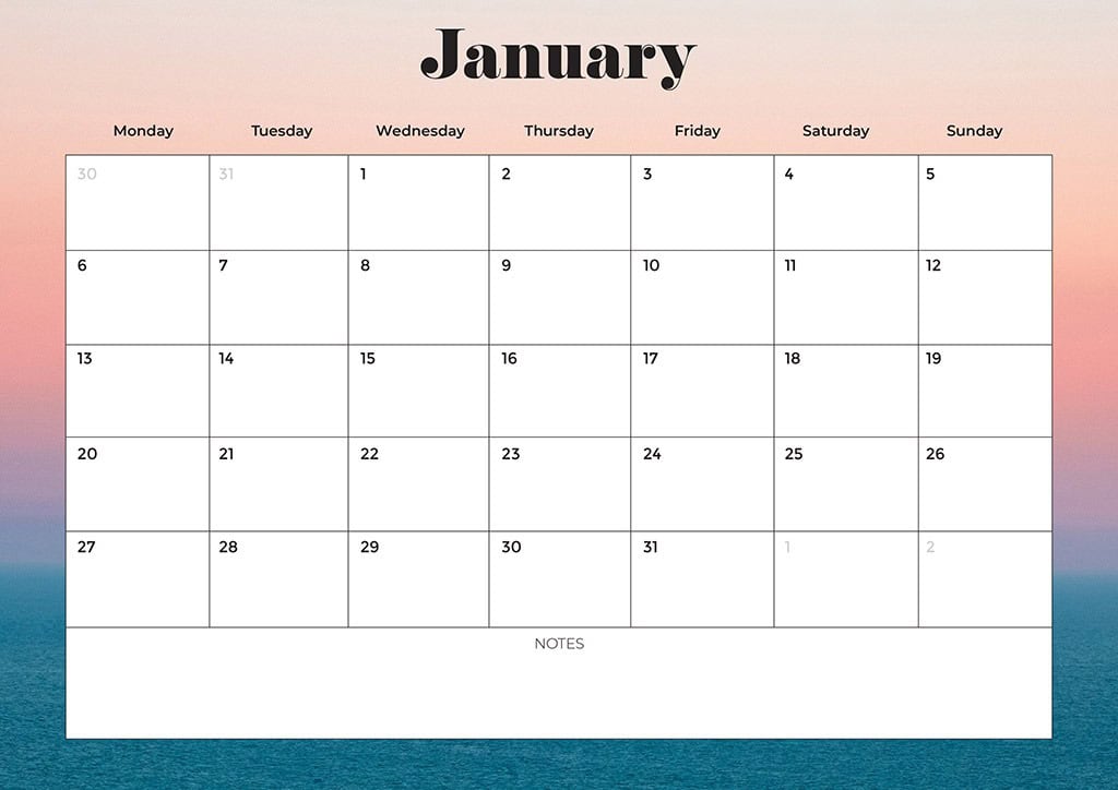 Free 2025 Calendars — 80 Printable Options — Sunday &amp; Monday Starts, Oh So Lovely Blog