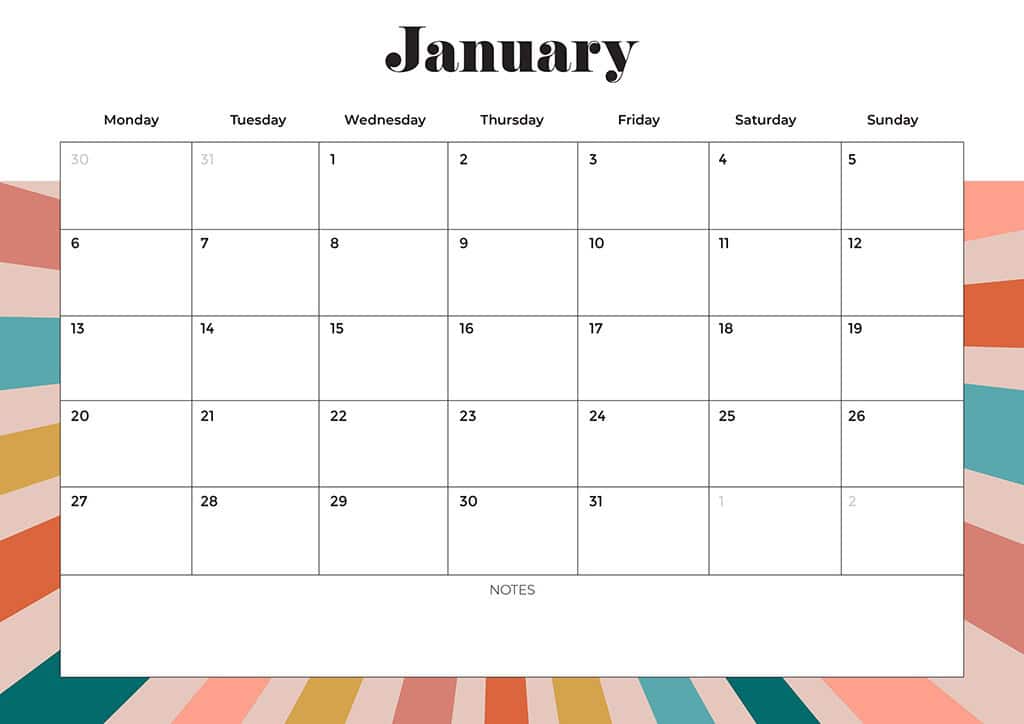Free 2025 Calendars — 80 Printable Options — Sunday &amp; Monday Starts, Oh So Lovely Blog