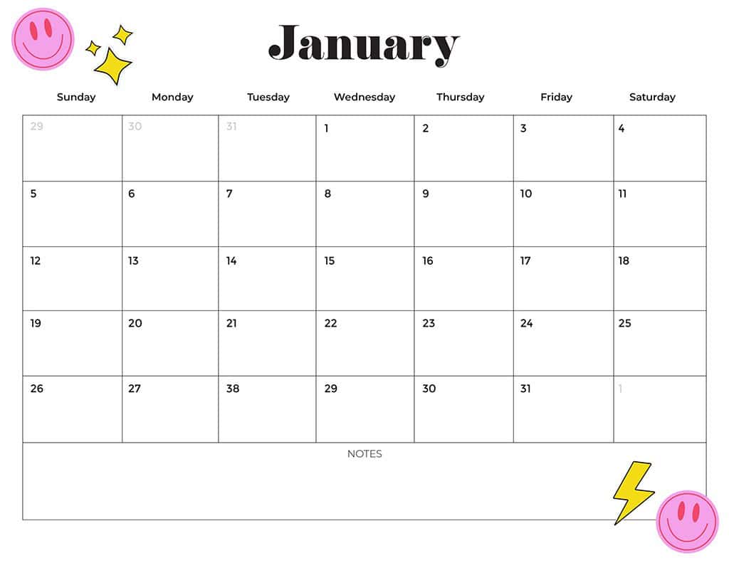 Free 2025 Calendars — 80 Printable Options — Sunday &amp; Monday Starts, Oh So Lovely Blog