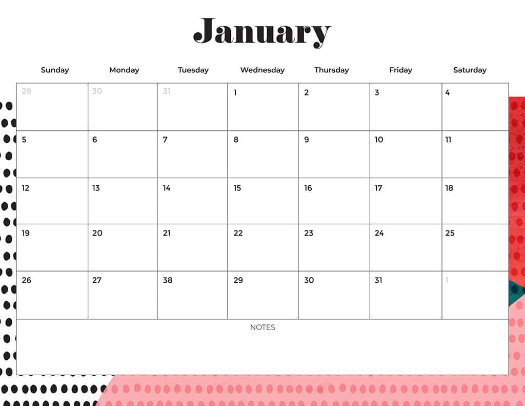 Free 2025 Calendars — 80 Printable Options — Sunday &amp; Monday Starts, Oh So Lovely Blog