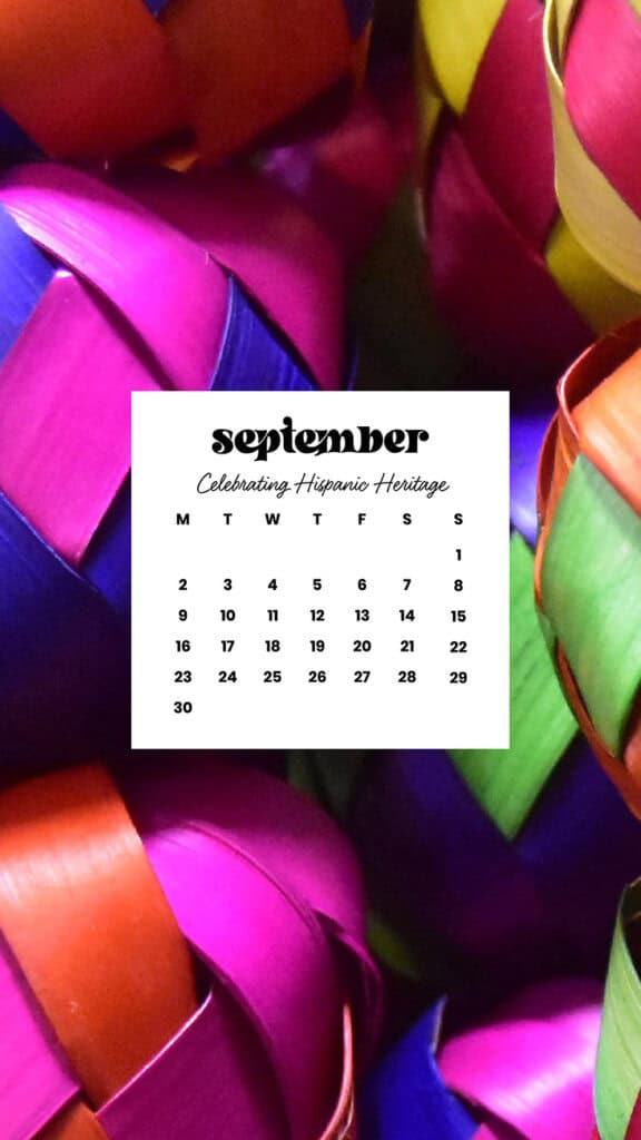 SEPTEMBER 2024 WALLPAPERS – 60 FREE PHONE &amp; DESKTOP CALENDARS + Hispanic Heritage Month Options!, Oh So Lovely Blog