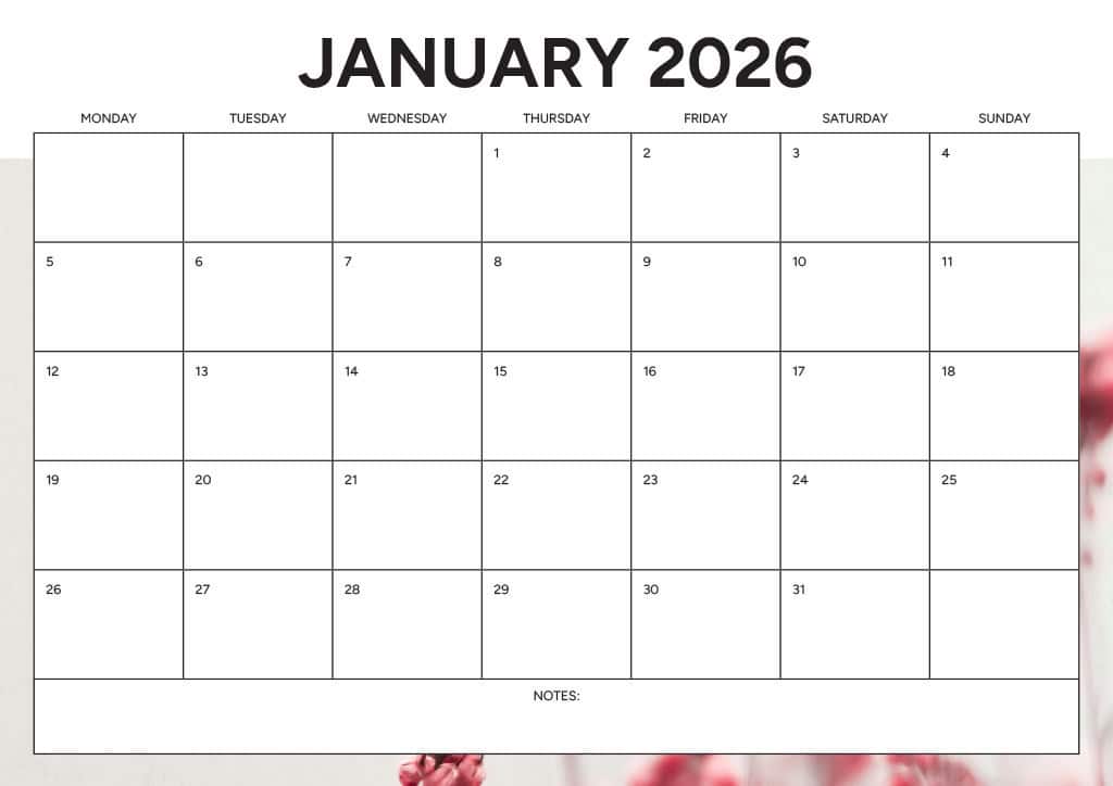 Free 2026 Calendars — 90 Printable Options — Sunday &amp; Monday Starts, Oh So Lovely Blog
