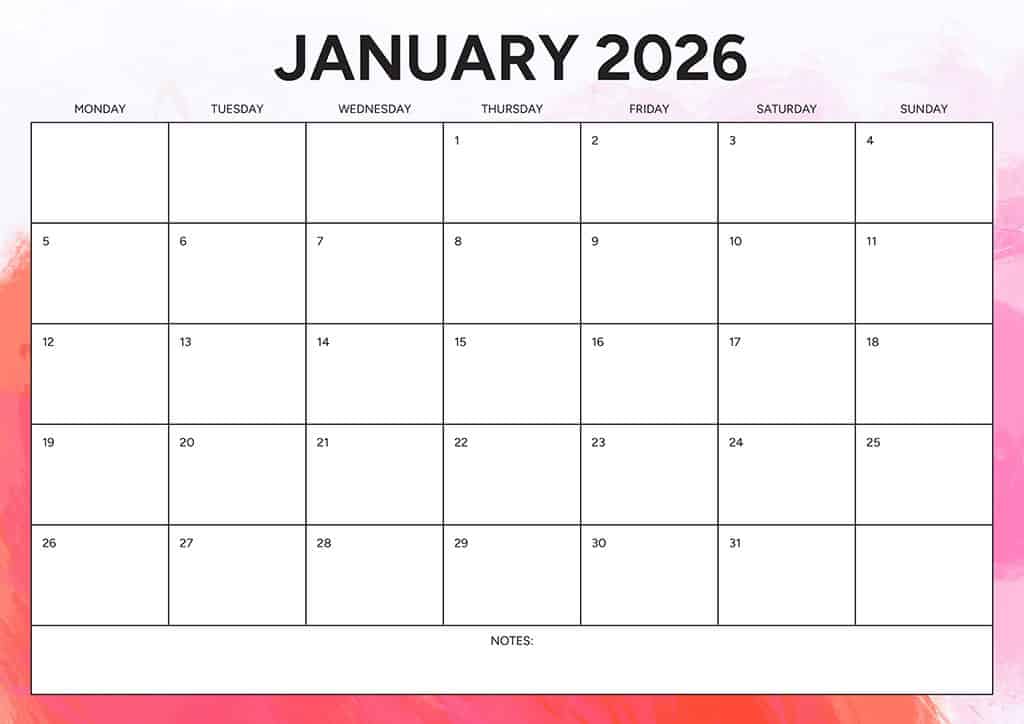 Free 2026 Calendars — 90 Printable Options — Sunday &amp; Monday Starts, Oh So Lovely Blog
