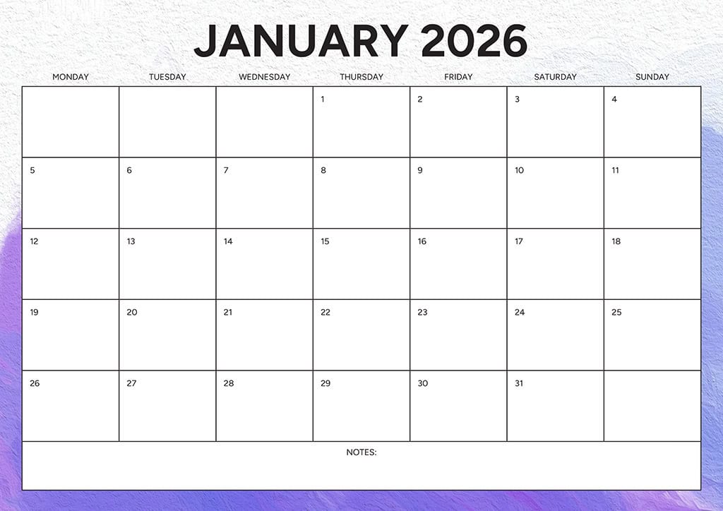 Free 2026 Calendars — 90 Printable Options — Sunday &amp; Monday Starts, Oh So Lovely Blog