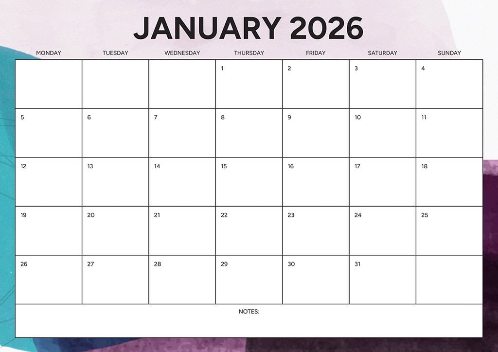 Free 2026 Calendars — 90 Printable Options — Sunday &amp; Monday Starts, Oh So Lovely Blog