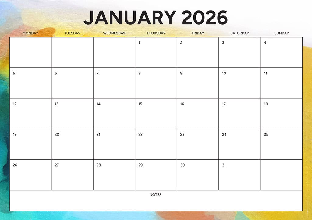 Free 2026 Calendars — 90 Printable Options — Sunday &amp; Monday Starts, Oh So Lovely Blog