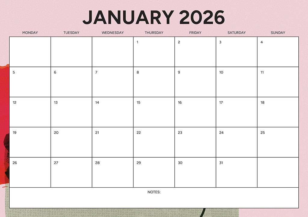 Free 2026 Calendars — 90 Printable Options — Sunday &amp; Monday Starts, Oh So Lovely Blog