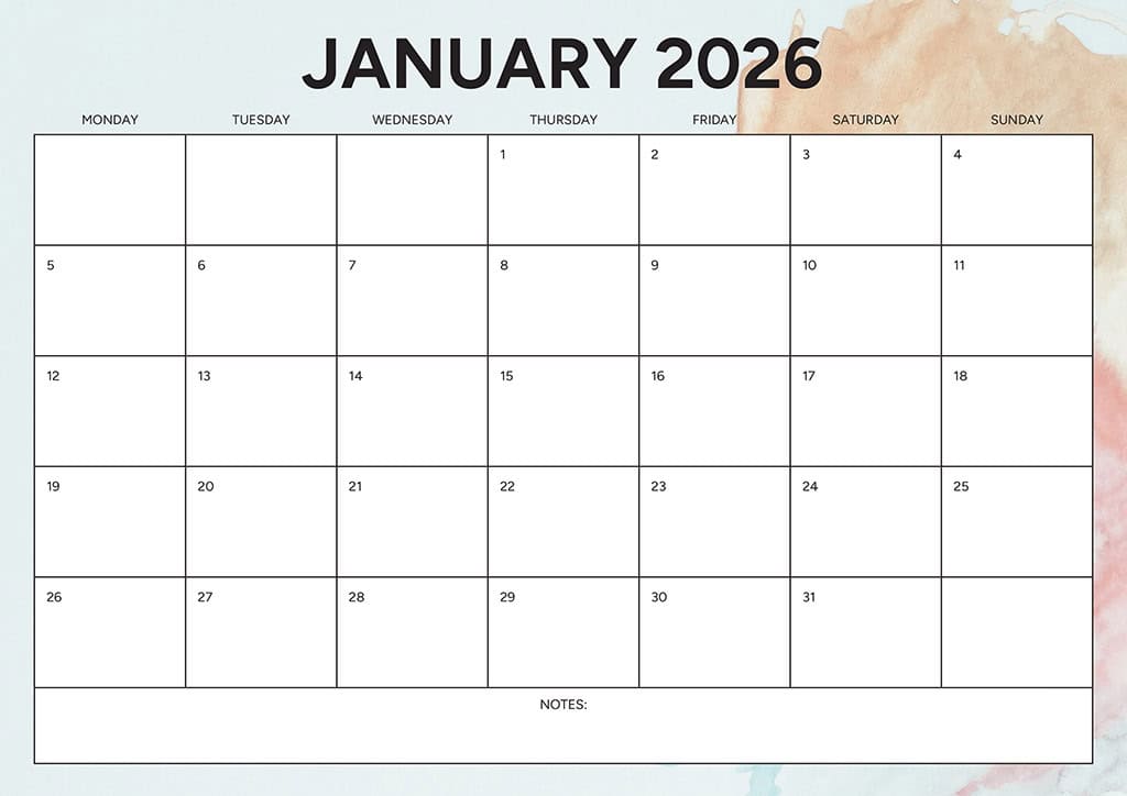 Free 2026 Calendars — 90 Printable Options — Sunday &amp; Monday Starts, Oh So Lovely Blog