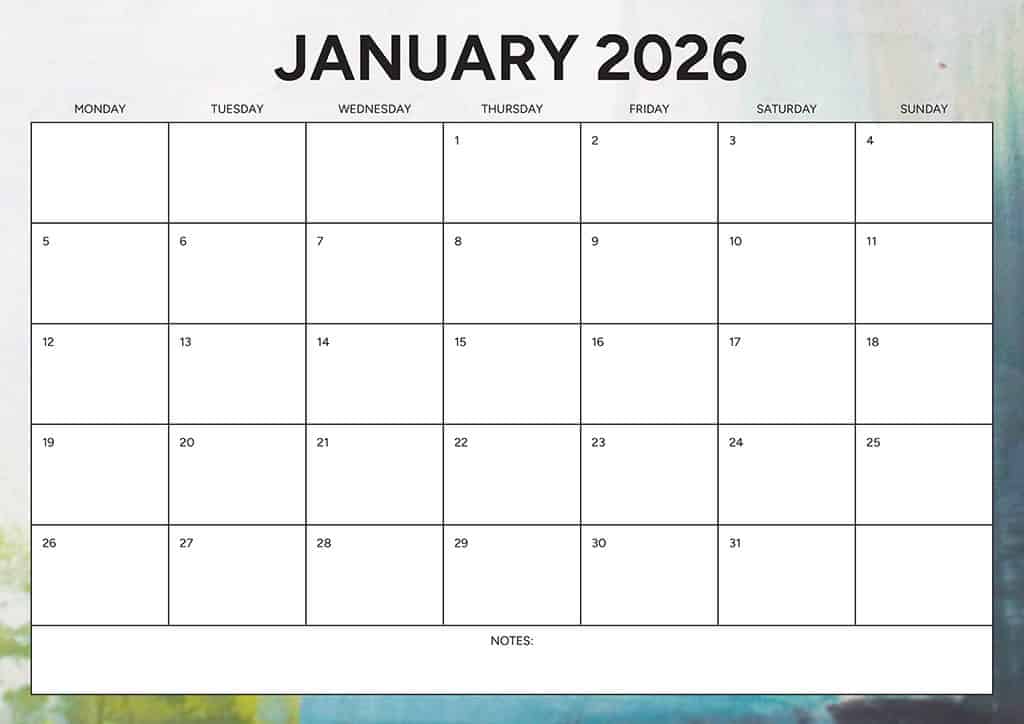 Free 2026 Calendars — 90 Printable Options — Sunday &amp; Monday Starts, Oh So Lovely Blog