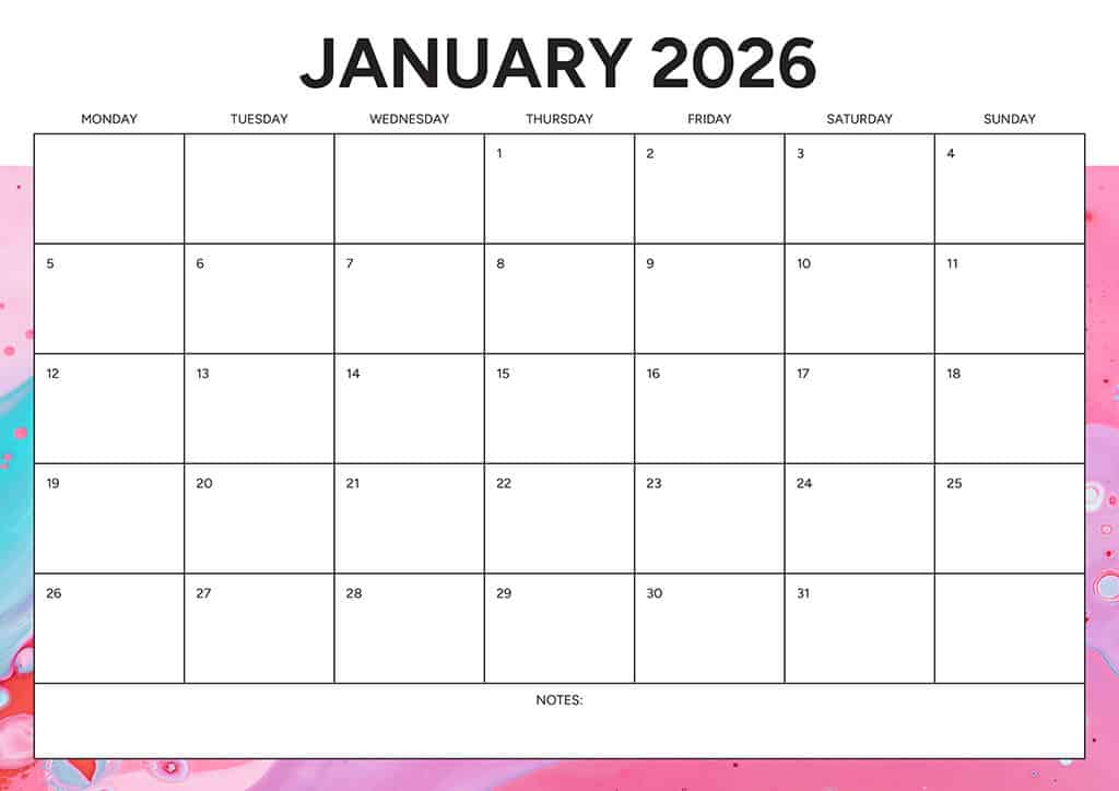 Free 2026 Calendars — 90 Printable Options — Sunday &amp; Monday Starts, Oh So Lovely Blog