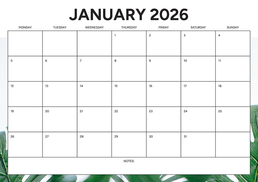 Free 2026 Calendars — 90 Printable Options — Sunday &amp; Monday Starts, Oh So Lovely Blog