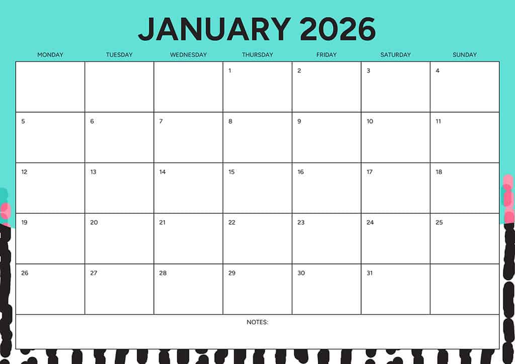 Free 2026 Calendars — 90 Printable Options — Sunday &amp; Monday Starts, Oh So Lovely Blog