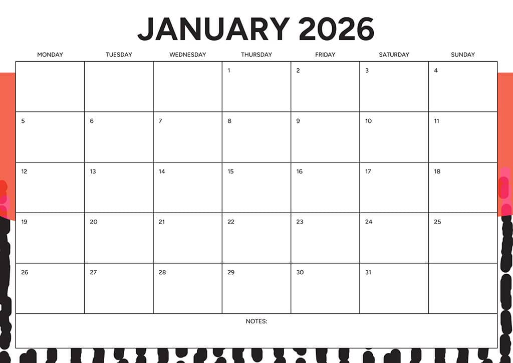 Free 2026 Calendars — 90 Printable Options — Sunday &amp; Monday Starts, Oh So Lovely Blog