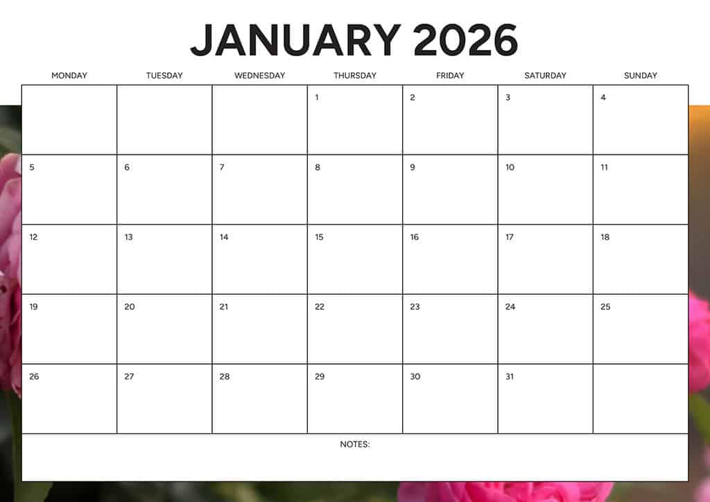 Free 2026 Calendars — 90 Printable Options — Sunday &amp; Monday Starts, Oh So Lovely Blog