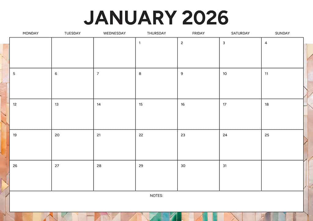 Free 2026 Calendars — 90 Printable Options — Sunday &amp; Monday Starts, Oh So Lovely Blog