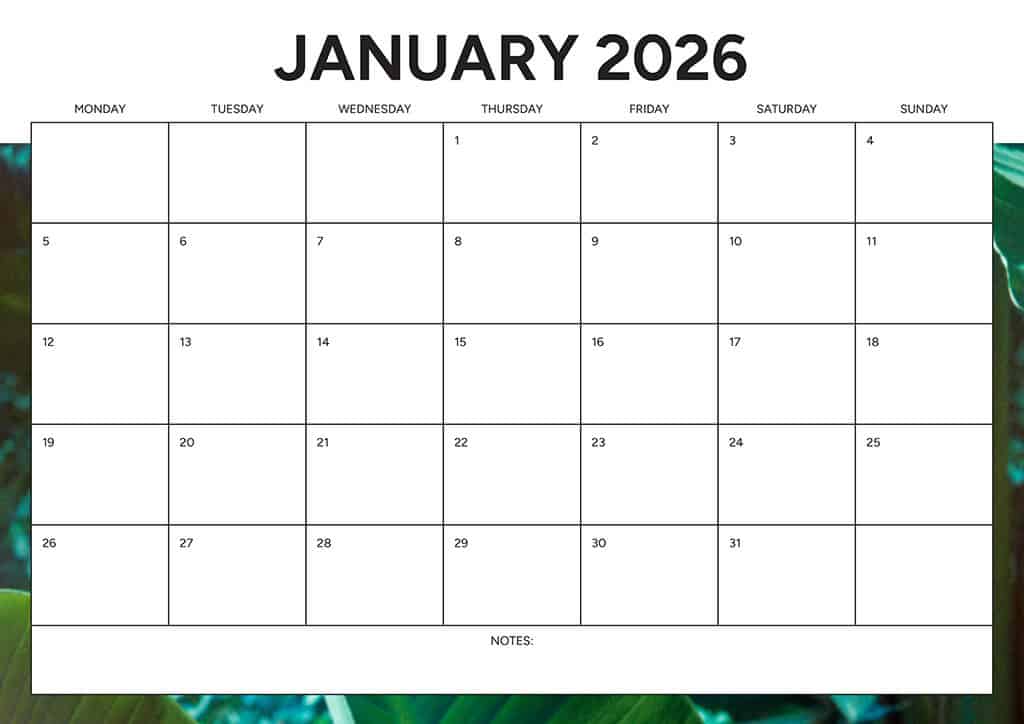 Free 2026 Calendars — 90 Printable Options — Sunday &amp; Monday Starts, Oh So Lovely Blog