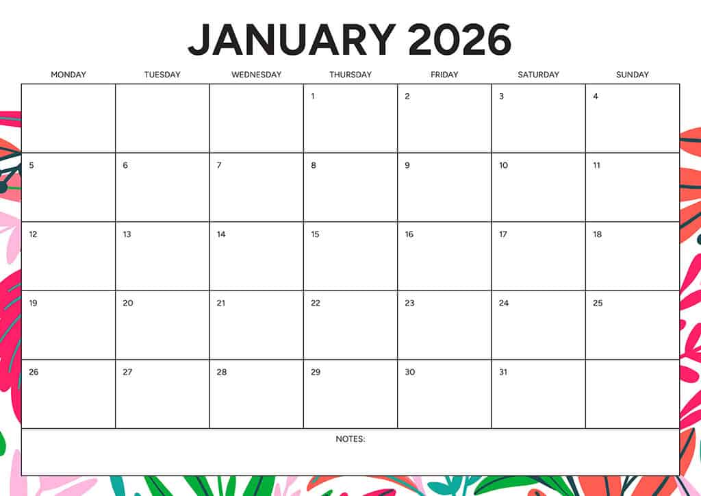 Free 2026 Calendars — 90 Printable Options — Sunday &amp; Monday Starts, Oh So Lovely Blog