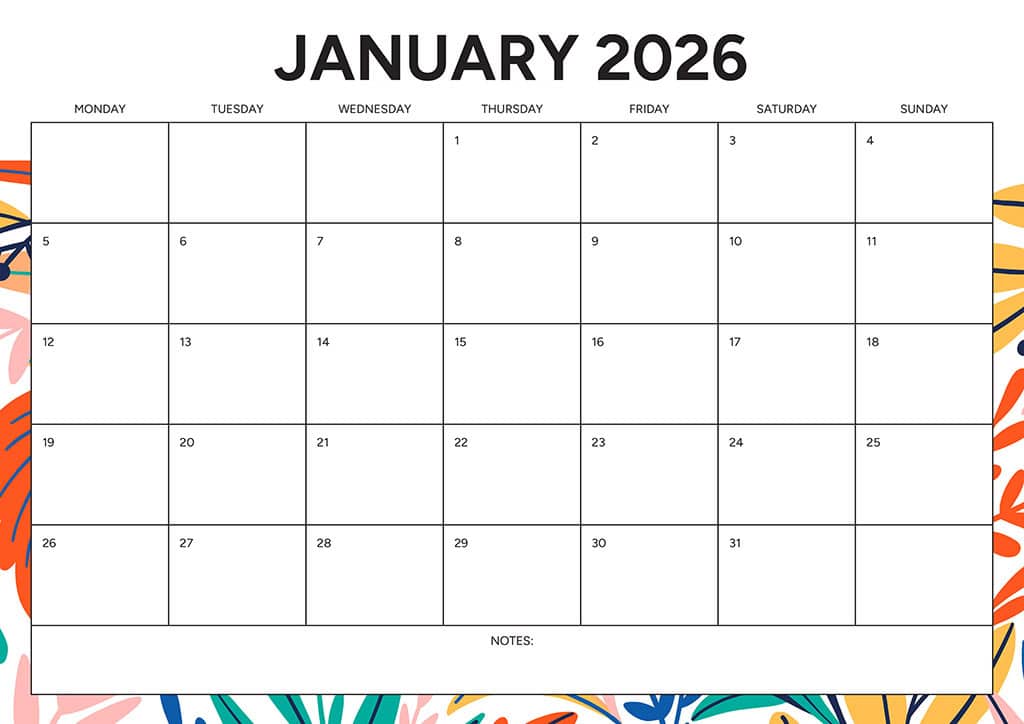 Free 2026 Calendars — 90 Printable Options — Sunday &amp; Monday Starts, Oh So Lovely Blog