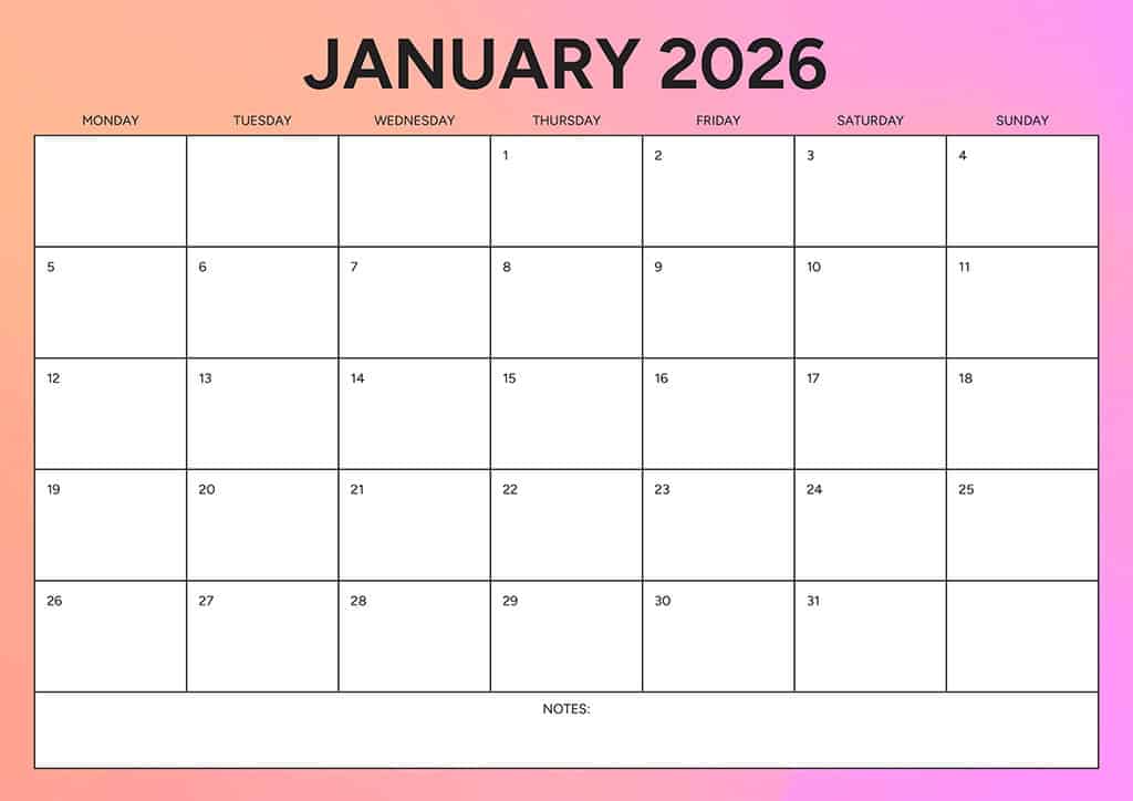 Free 2026 Calendars — 90 Printable Options — Sunday &amp; Monday Starts, Oh So Lovely Blog