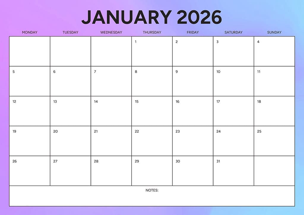 Free 2026 Calendars — 90 Printable Options — Sunday &amp; Monday Starts, Oh So Lovely Blog