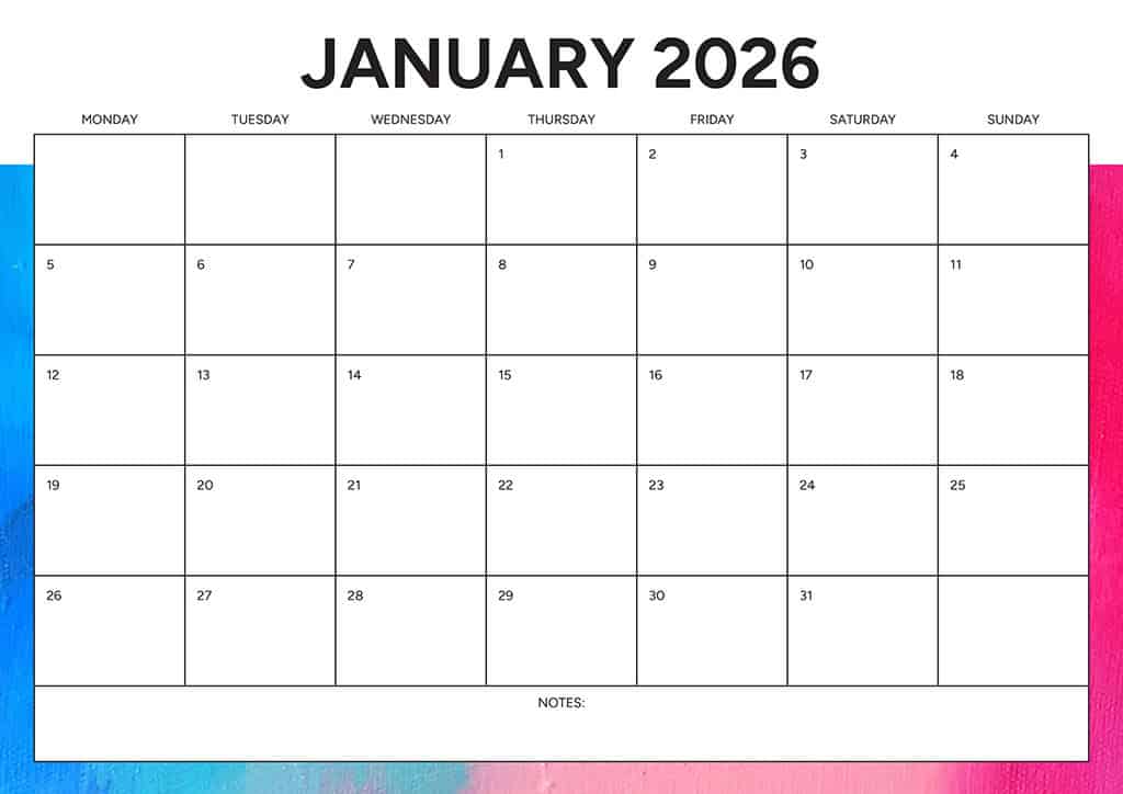 Free 2026 Calendars — 90 Printable Options — Sunday &amp; Monday Starts, Oh So Lovely Blog