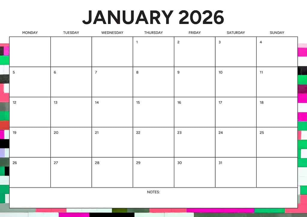 Free 2026 Calendars — 90 Printable Options — Sunday &amp; Monday Starts, Oh So Lovely Blog
