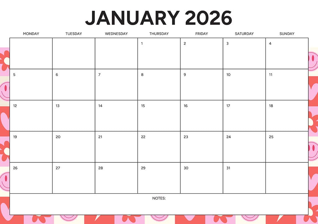 Free 2026 Calendars — 90 Printable Options — Sunday &amp; Monday Starts, Oh So Lovely Blog
