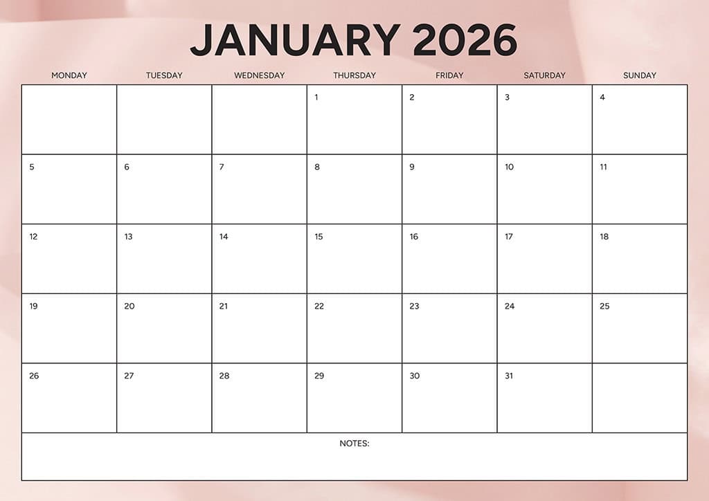 Free 2026 Calendars — 90 Printable Options — Sunday &amp; Monday Starts, Oh So Lovely Blog