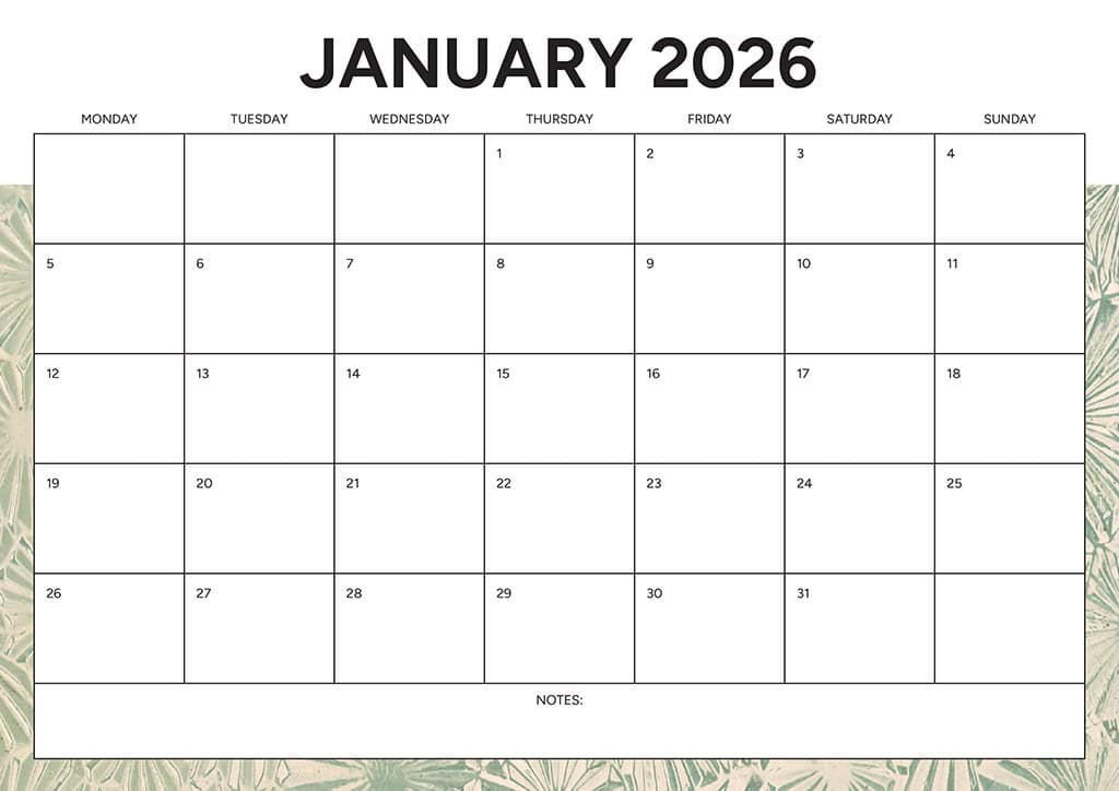 Free 2026 Calendars — 90 Printable Options — Sunday &amp; Monday Starts, Oh So Lovely Blog
