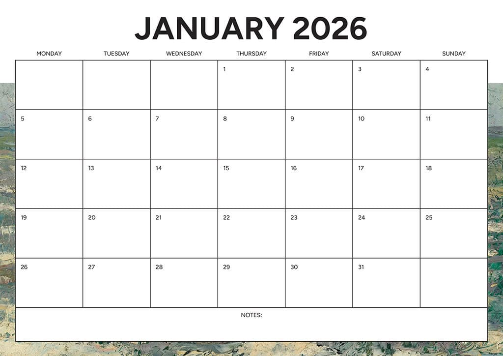 Free 2026 Calendars — 90 Printable Options — Sunday &amp; Monday Starts, Oh So Lovely Blog