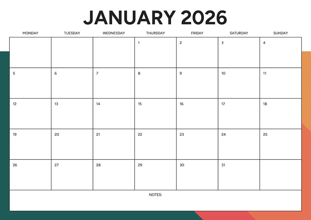 Free 2026 Calendars — 90 Printable Options — Sunday &amp; Monday Starts, Oh So Lovely Blog