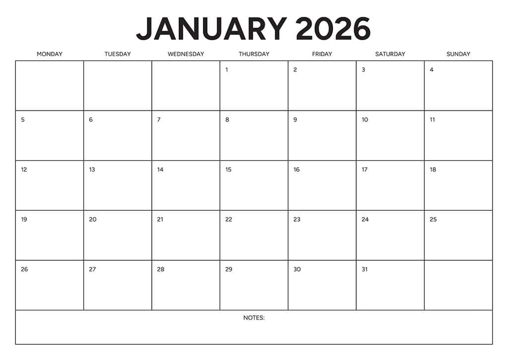 Free 2026 Calendars — 90 Printable Options — Sunday &amp; Monday Starts, Oh So Lovely Blog