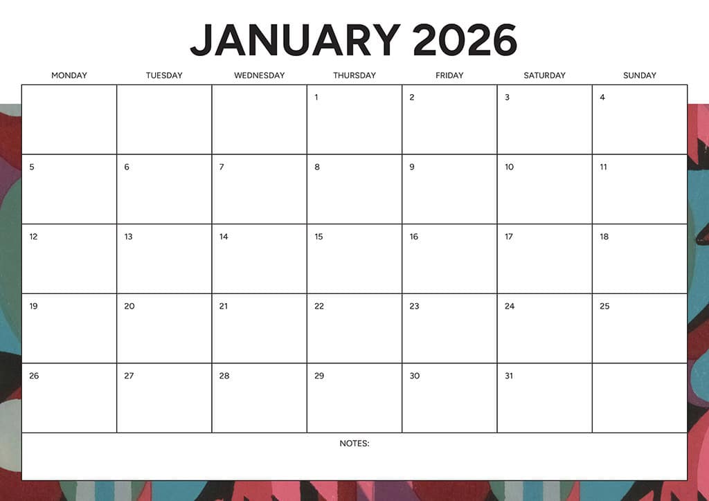 Free 2026 Calendars — 90 Printable Options — Sunday &amp; Monday Starts, Oh So Lovely Blog